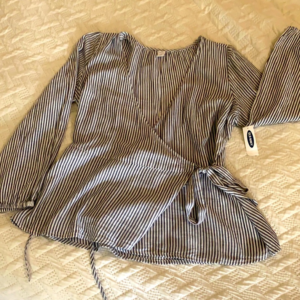 Old navy stripes peplum blouse size s